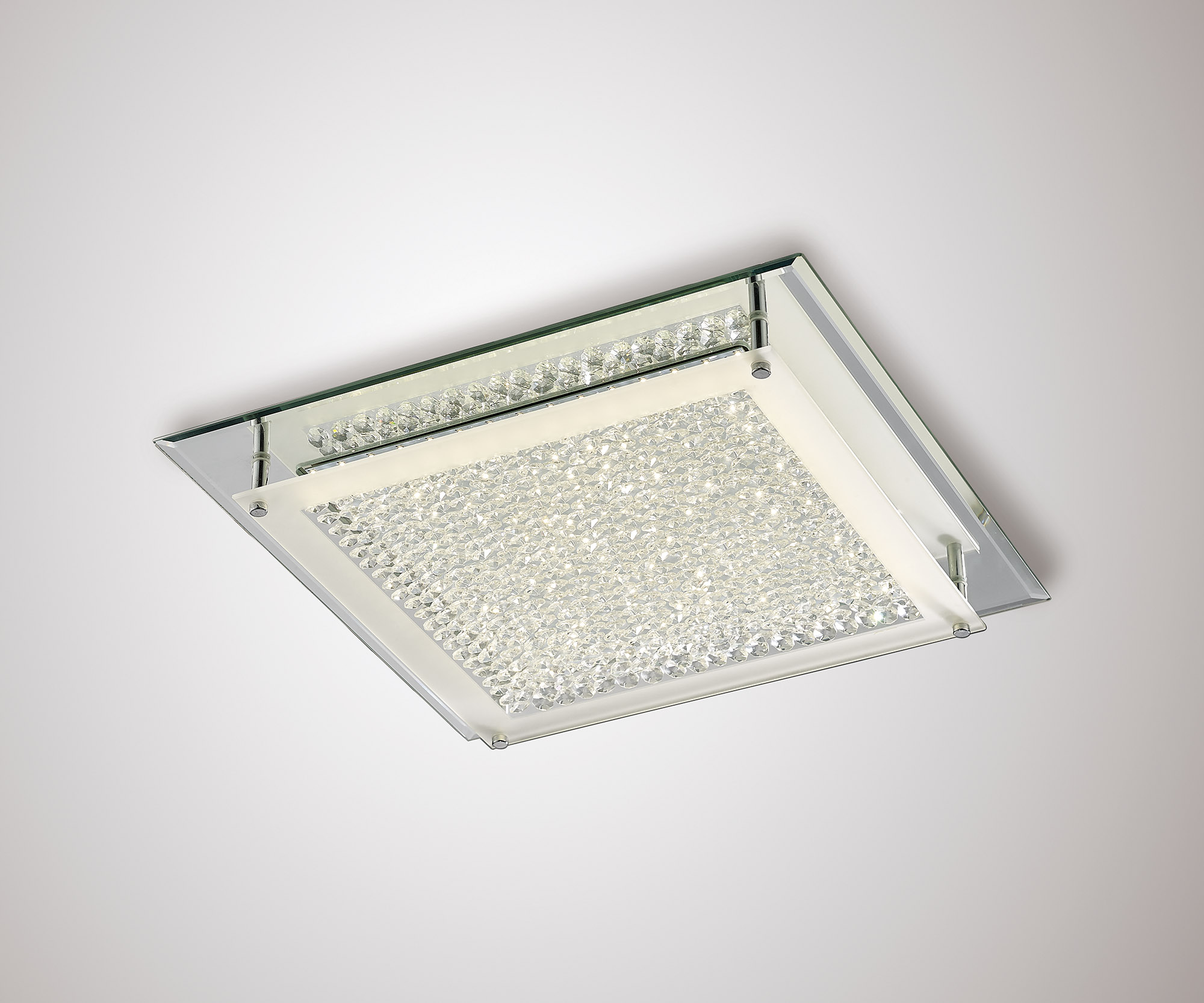 Gina Crystal Ceiling Lights Deco Ringed & Square Crystal Fittings